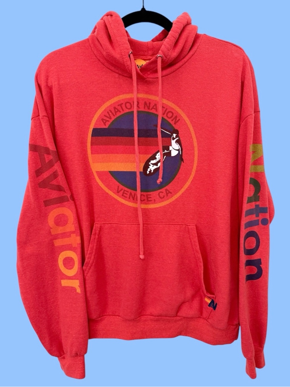 AVIATOR NATION RELAXED VENICE PULLOVER HOODIE - RED